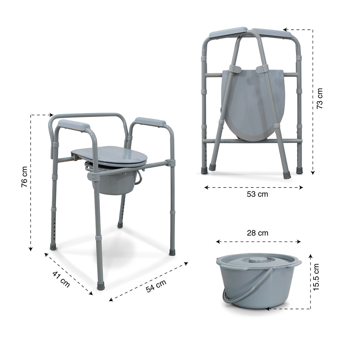 Silla Cómodo Plegable Multifuncional Sanitario para Adultos, Inodoro Portátil