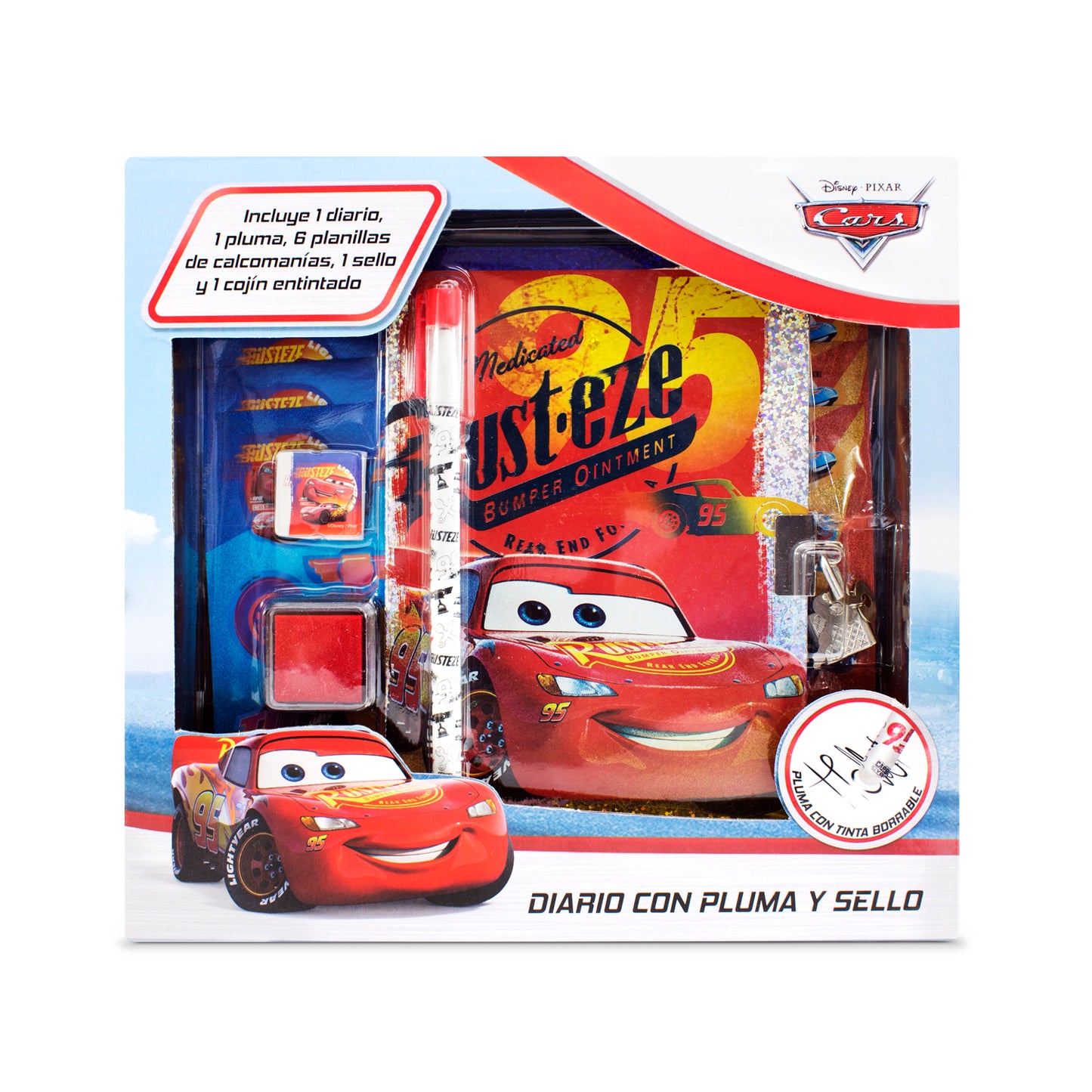 Set Diario Cars con Pluma y Sello