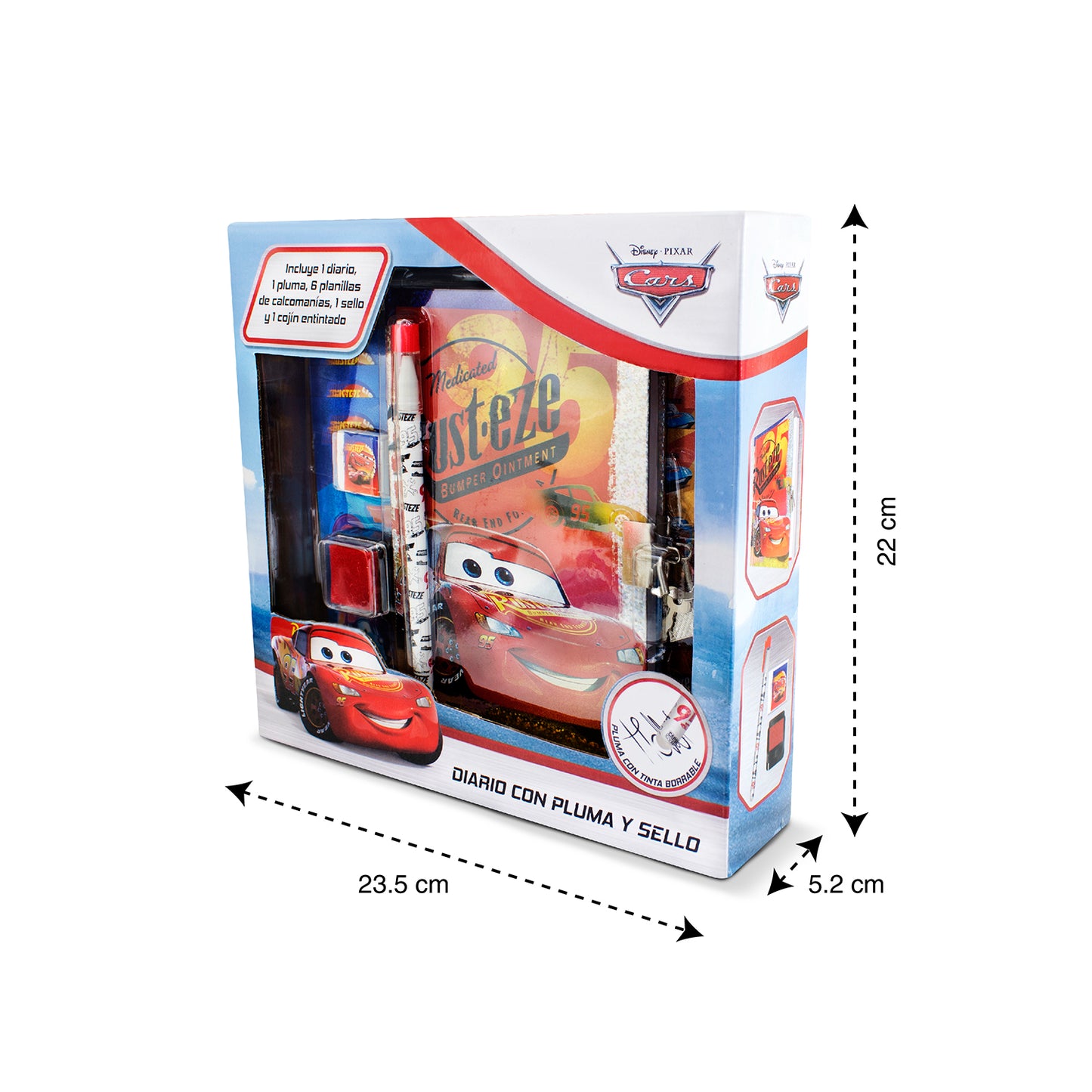 Set Diario Cars con Pluma y Sello
