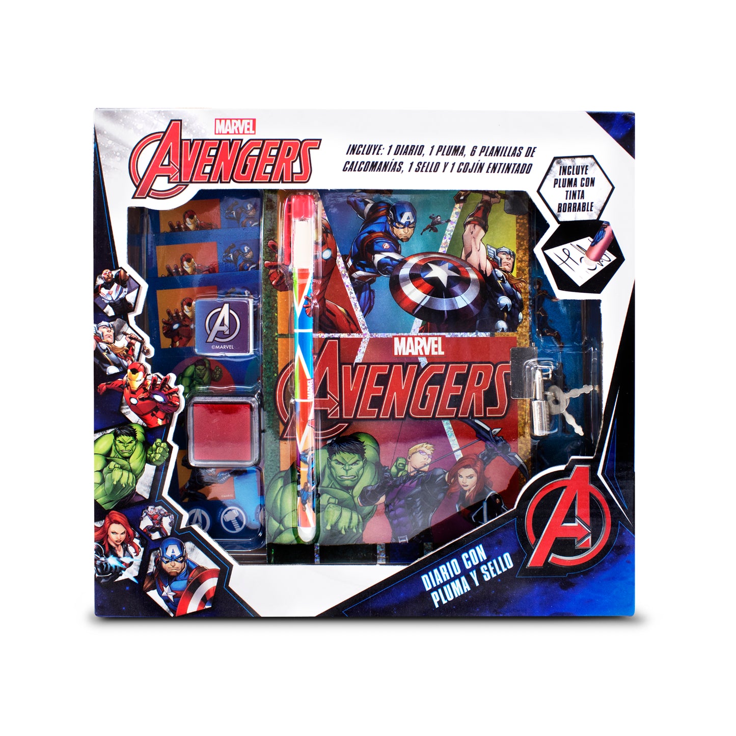 Set Diario Avengers con Pluma y Sello