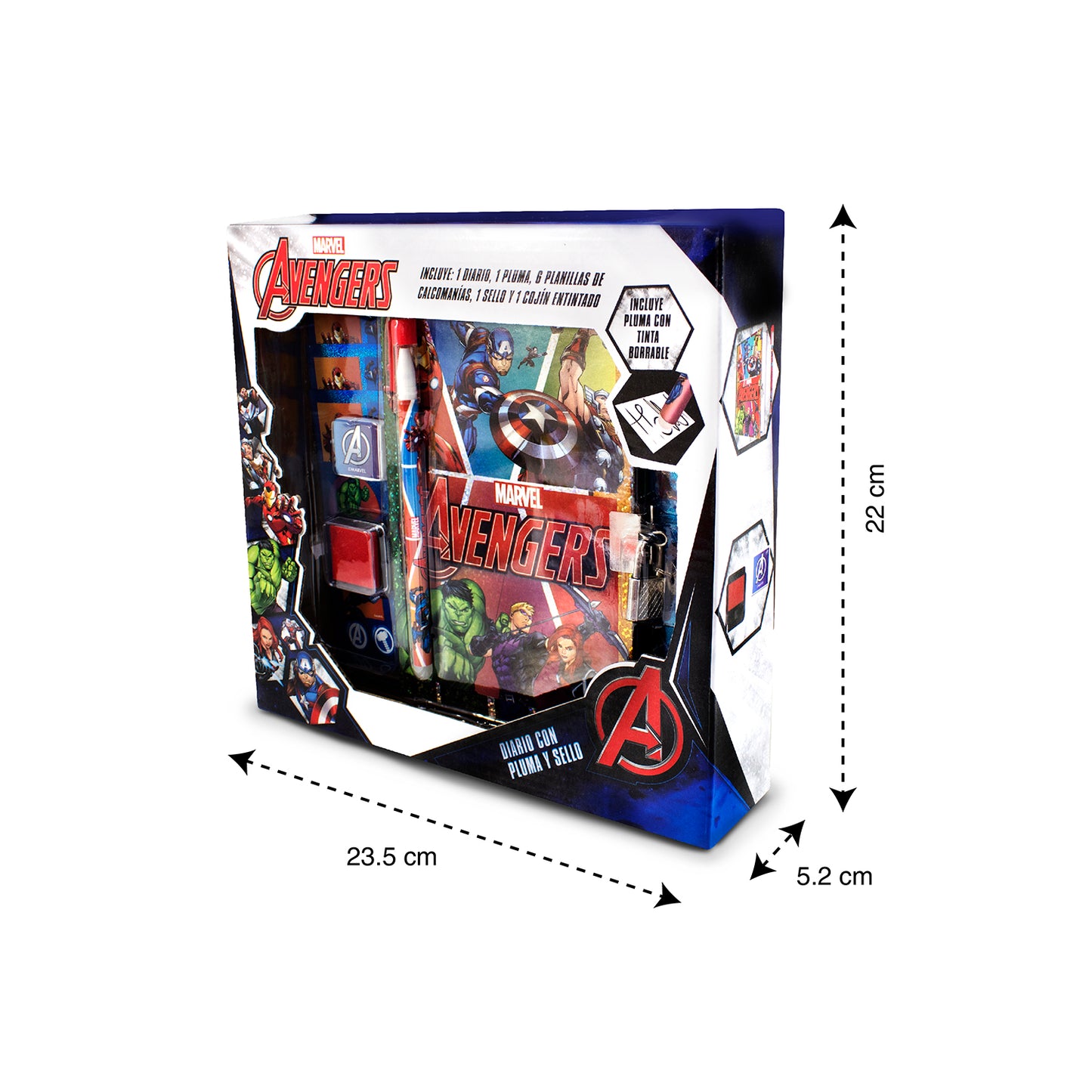 Set Diario Avengers con Pluma y Sello