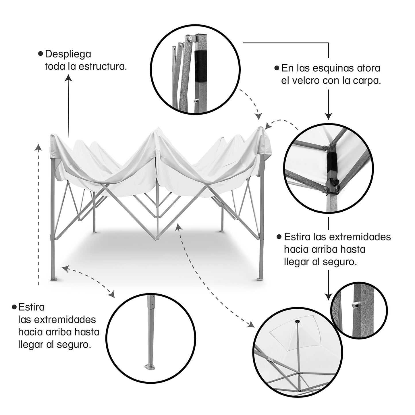 Carpa 3x3 plegable reforzada color blanco