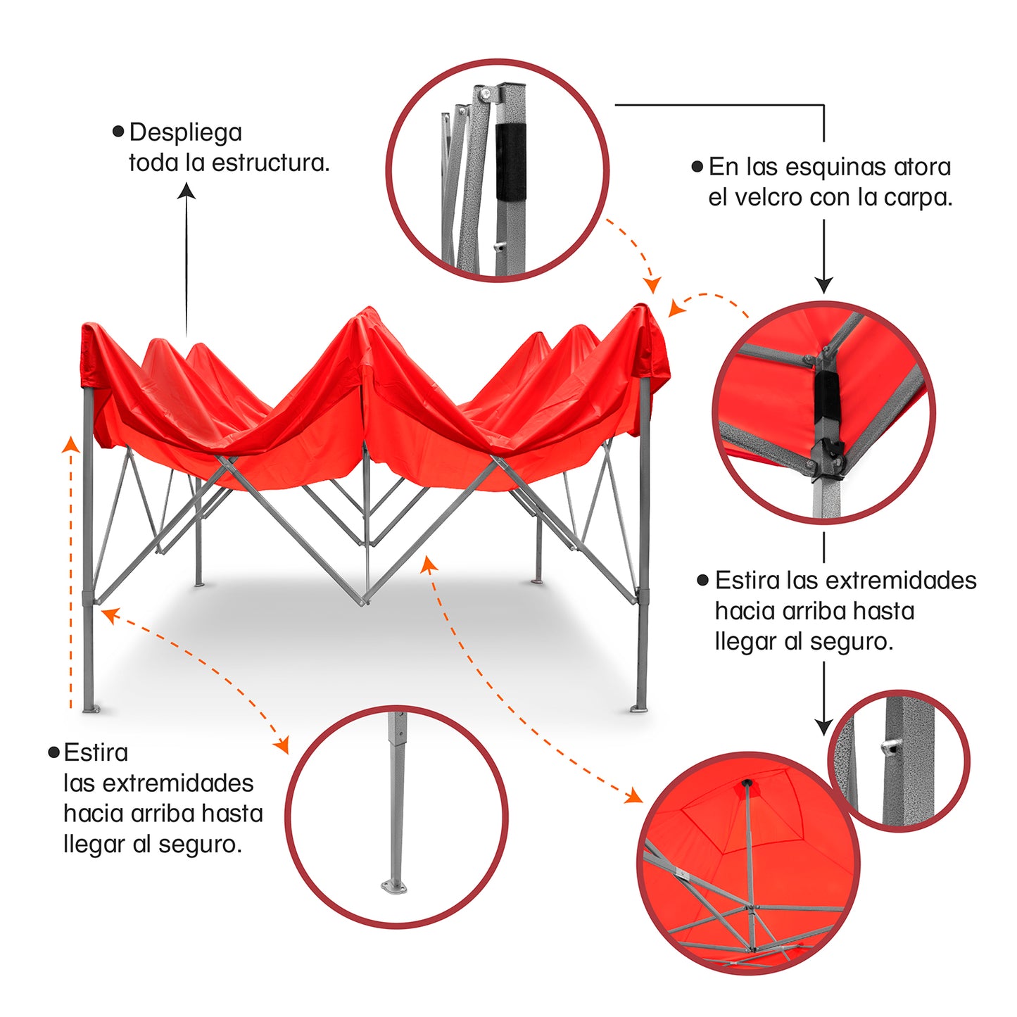 Carpa 3x3 plegable reforzada color rojo