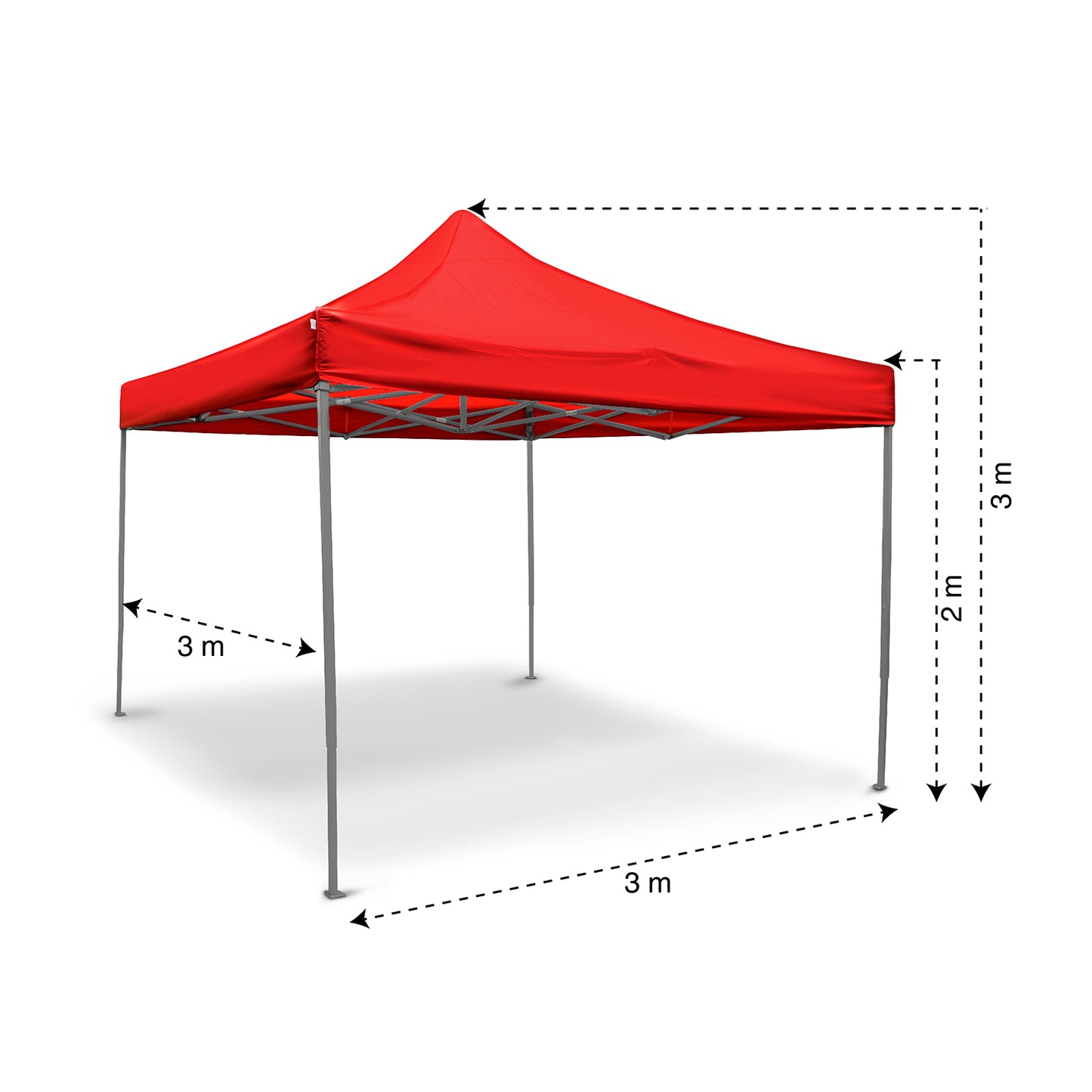 Carpa 3x3 plegable reforzada color rojo