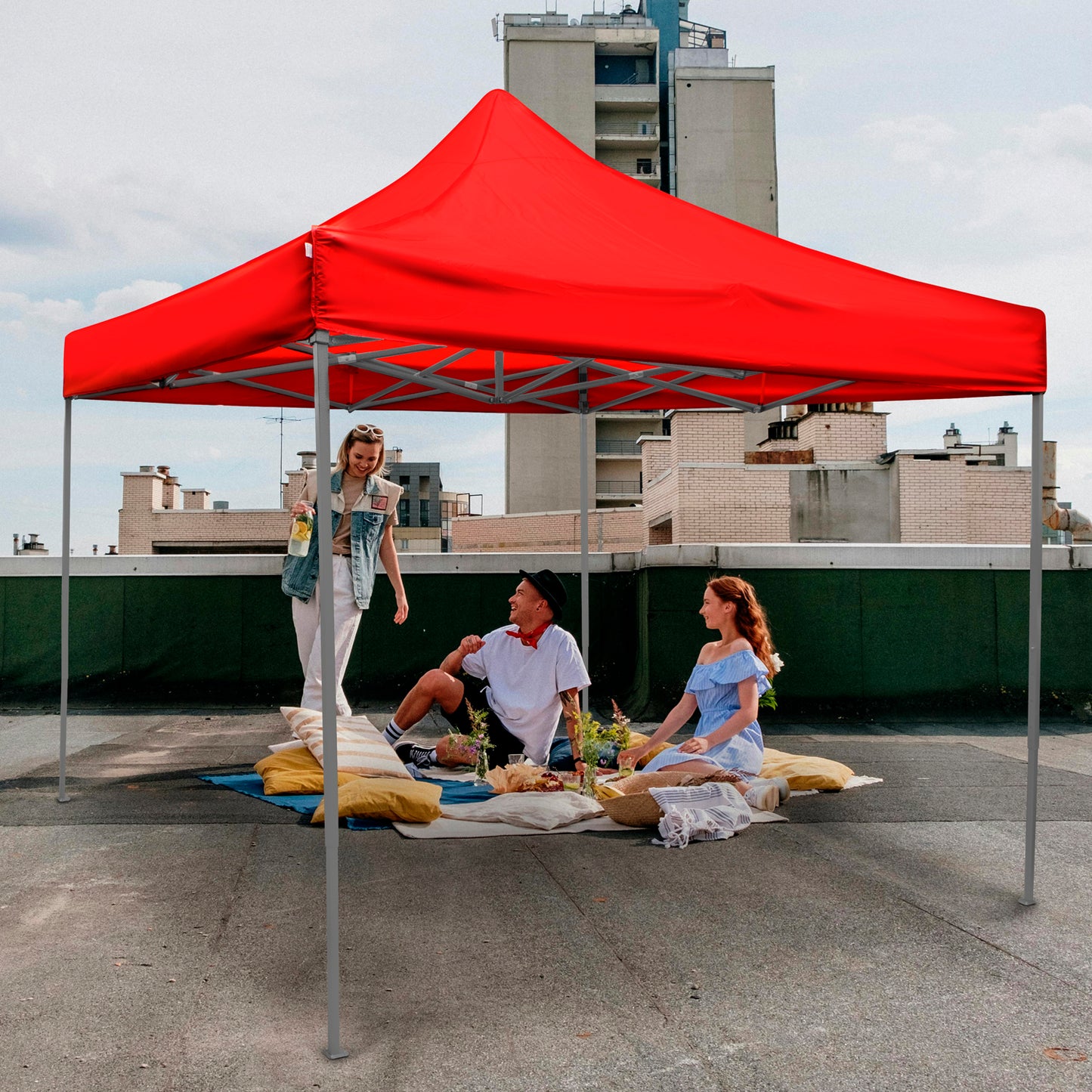 Carpa 3x3 plegable reforzada color rojo