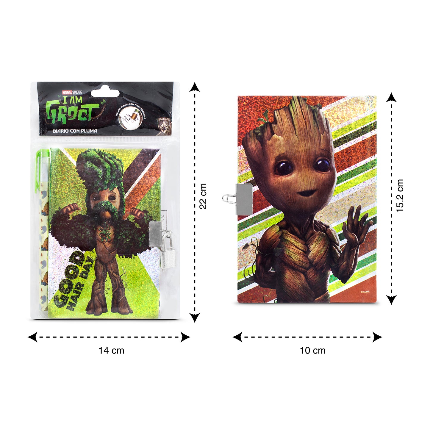 Diario con Pluma de Groot | Con Candado y Llave