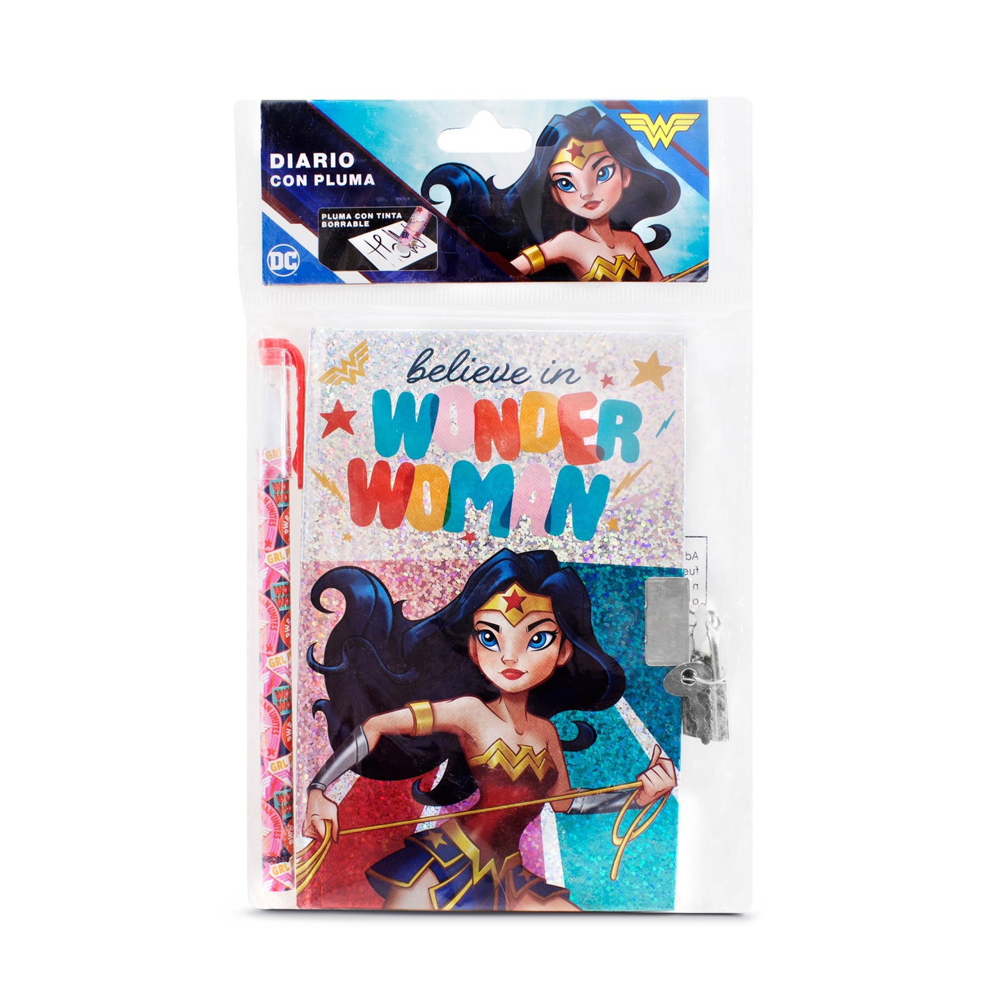 Diario con Pluma de Wonder Woman | Con candado y llave