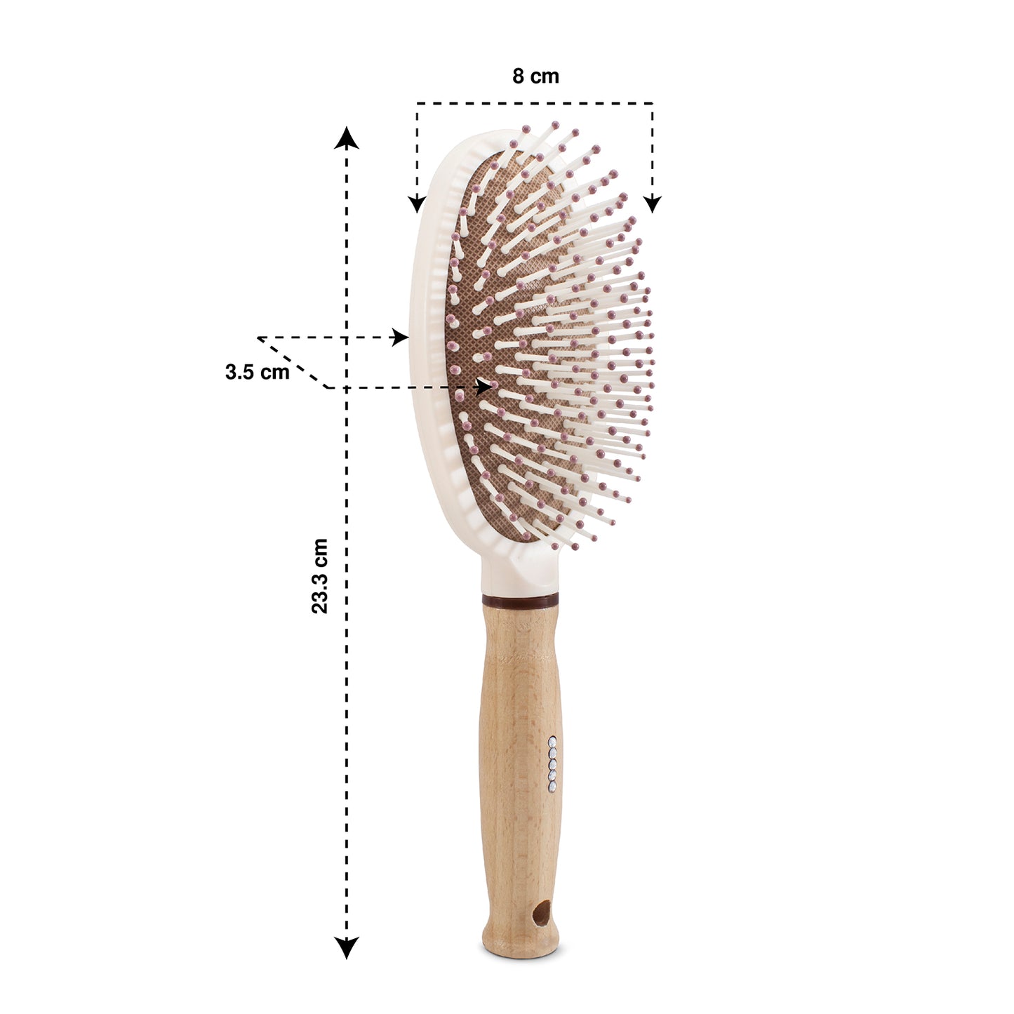 Cepillo redondo blanco con mango de madera