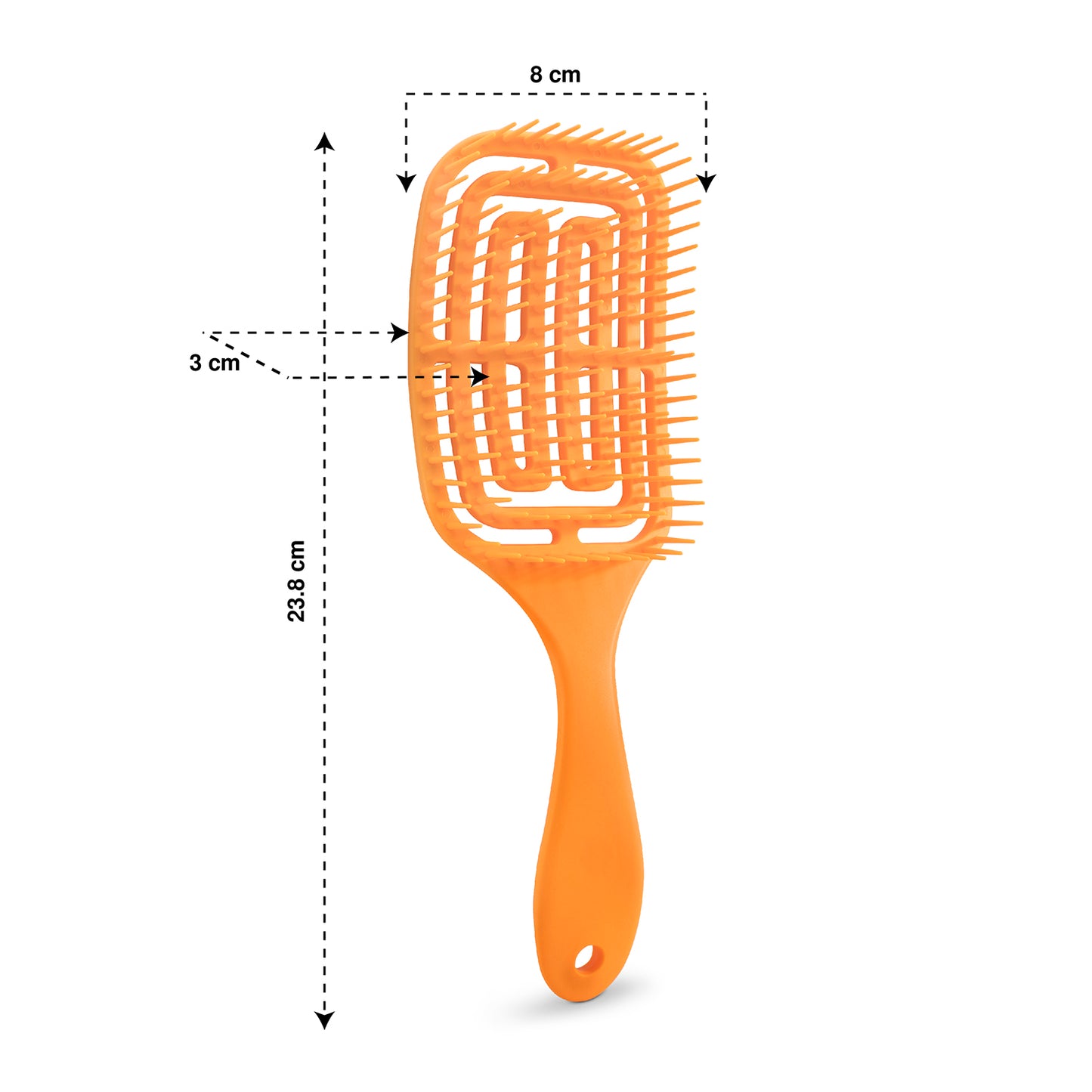 Cepillo para cabello desenredante diseño cuadrado color Naranja