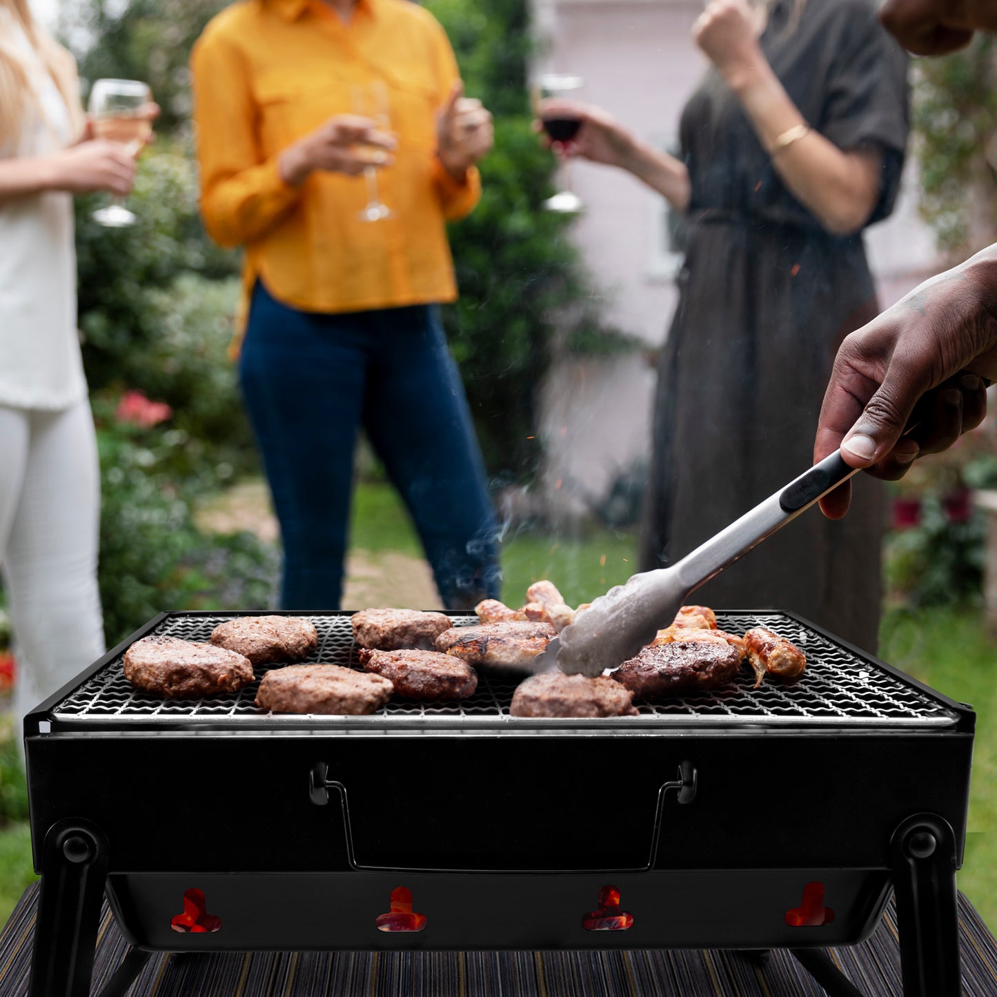 Asador de carne a carbón