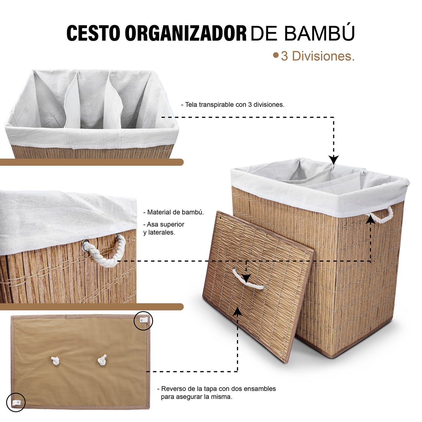 Organizador de Bambú triple