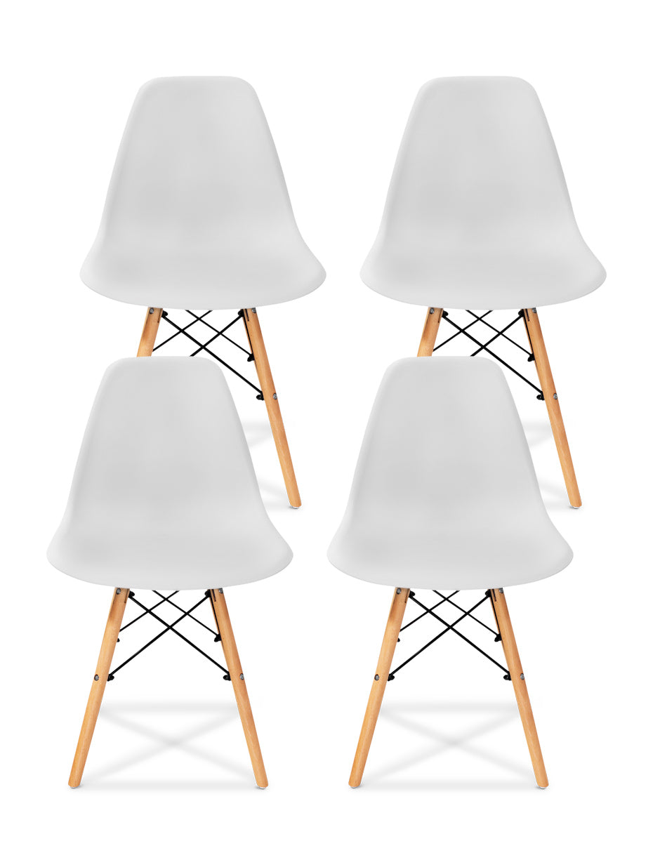 4 Sillas Modernas Eames Grises
