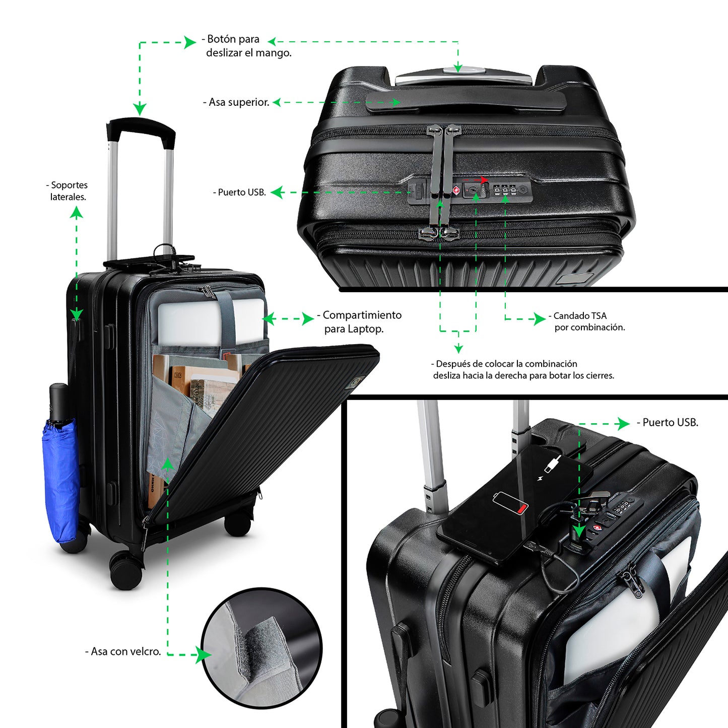 Maleta De Viaje Carry On 10 Kg Usb Equipaje De Mano