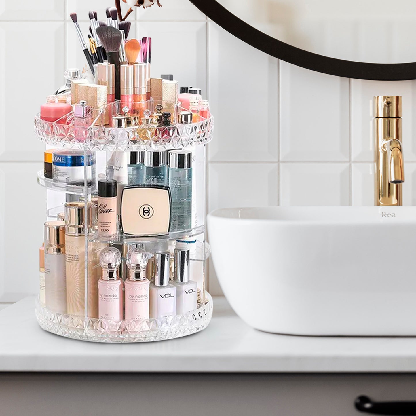 Organizador De Maquillaje Porta Brochas De Acrilico Diamante