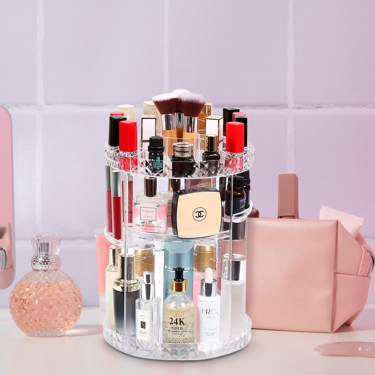 Organizador De Maquillaje Porta Brochas De Acrilico Diamante