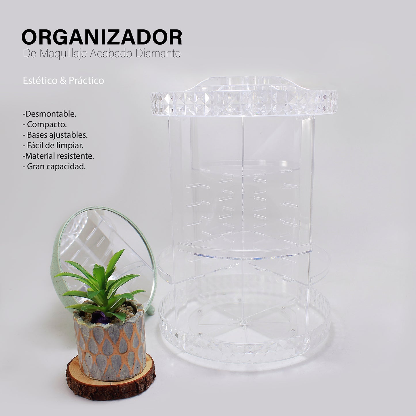 Organizador De Maquillaje Porta Brochas De Acrilico Diamante
