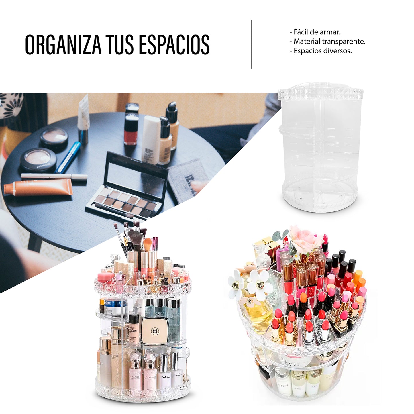 Organizador De Maquillaje Porta Brochas De Acrilico Diamante