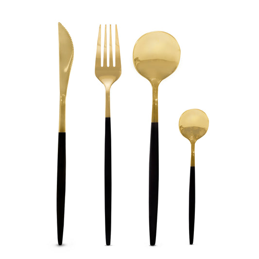 Juego De Cubiertos Dorados 24 Piezas Acero Inoxidable