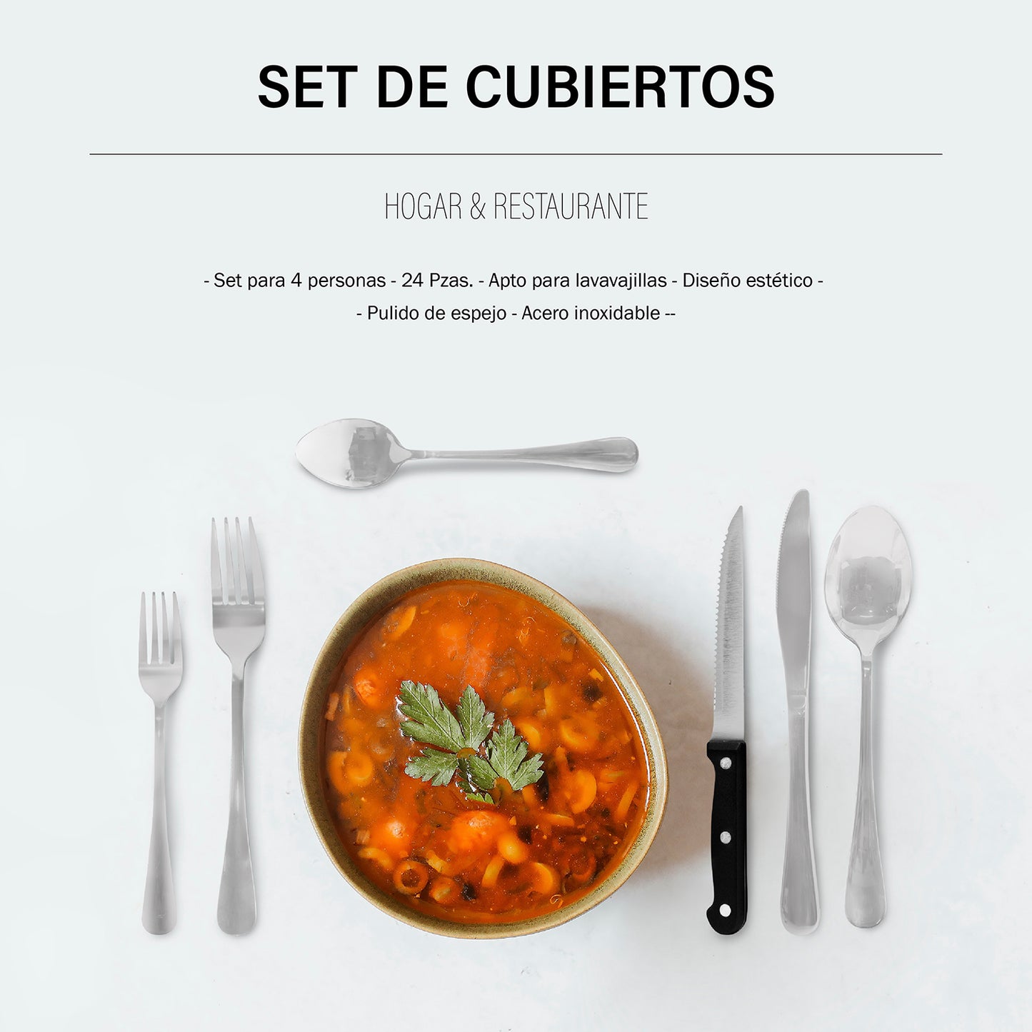 Juego De Cubiertos Para Carne 24 Piezas Acero Inoxidable