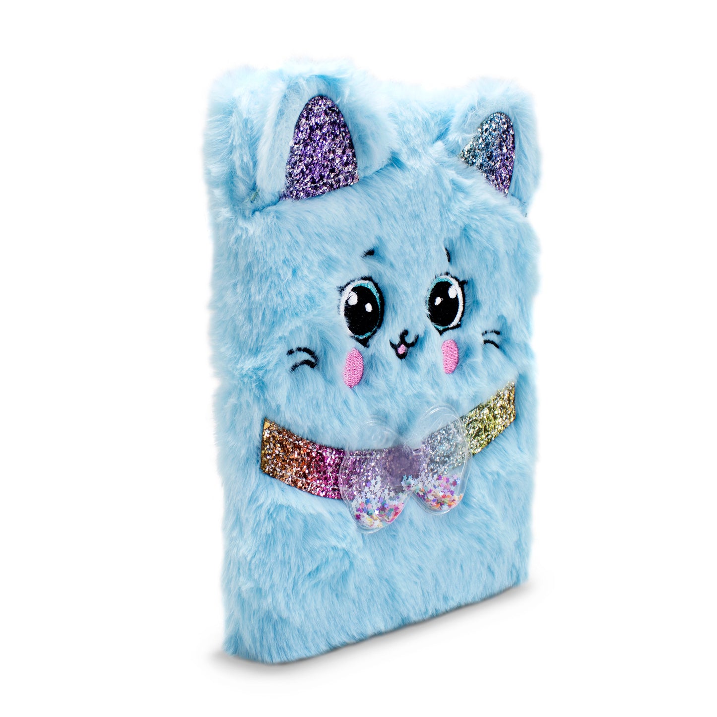 Diario Suave Gatito de Peluche con Glitter