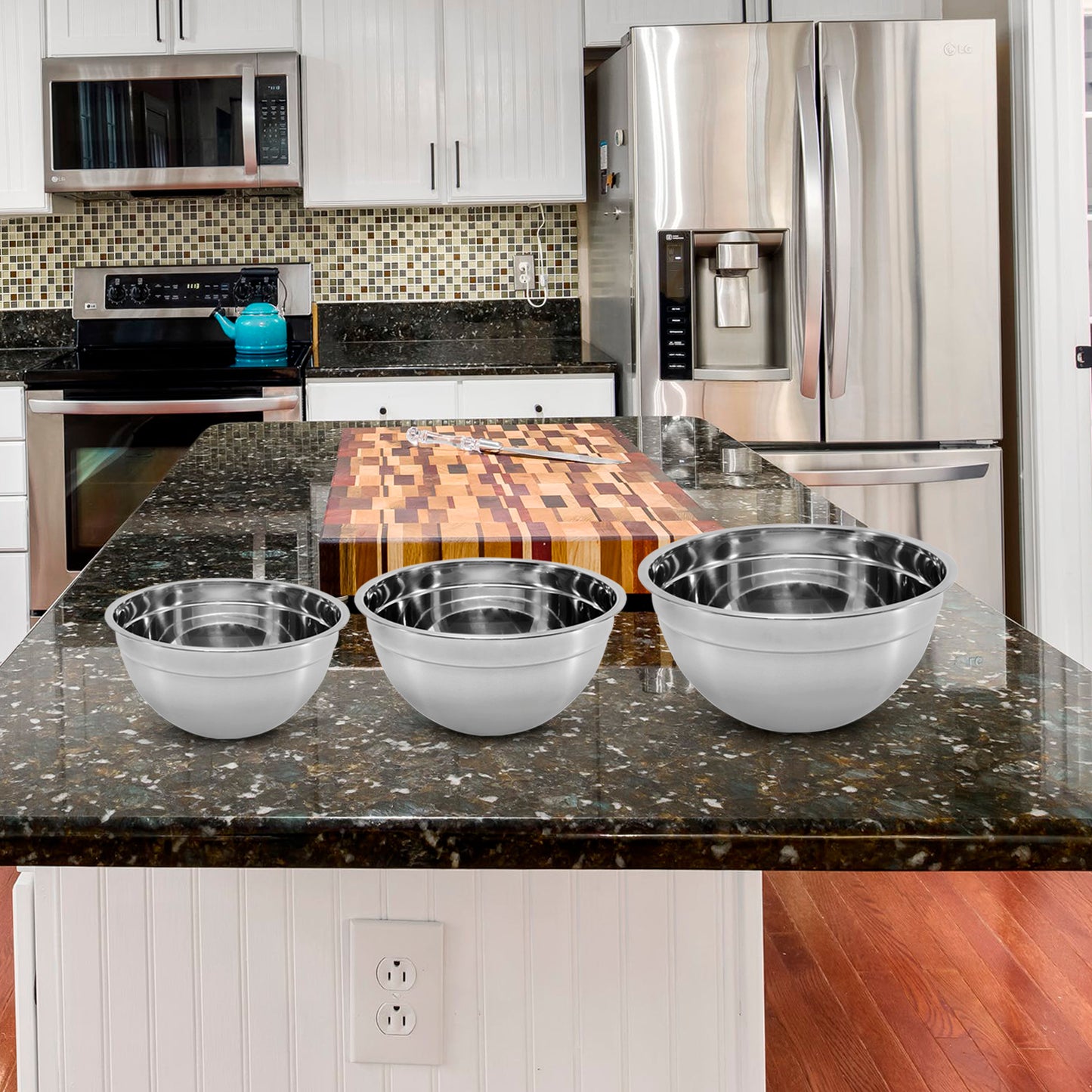 Kit de 3 bowls de acero inoxidable