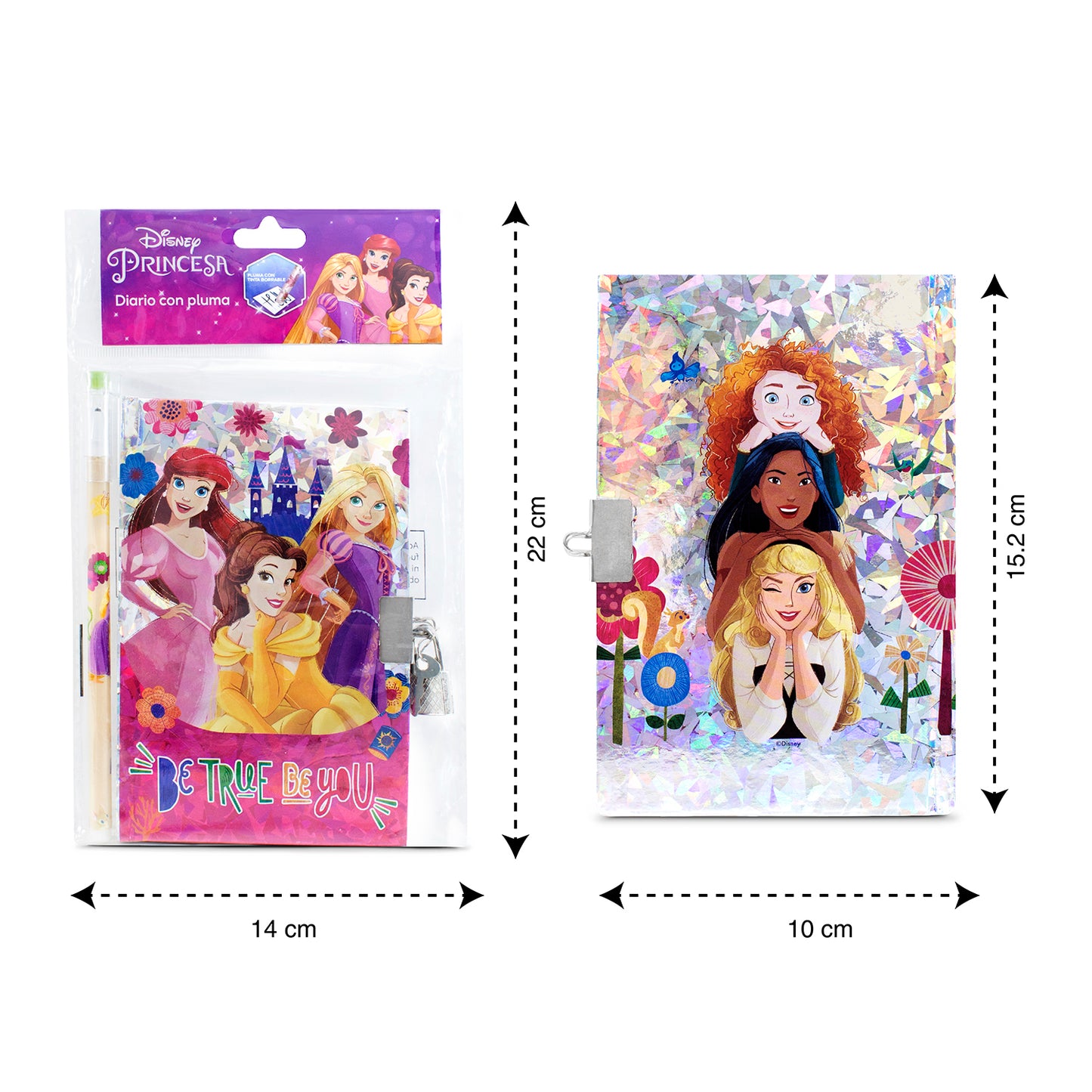 Diario con Pluma Princesas | Con Candado y Llave