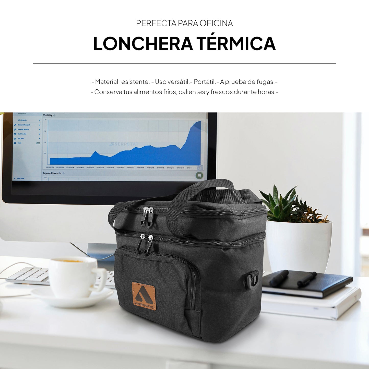 Lonchera térmica casual color negro