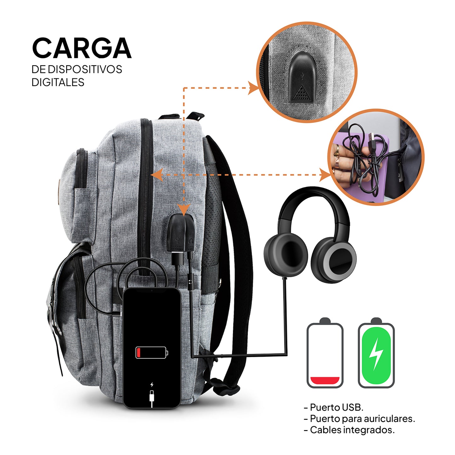 Mochila para Laptop Gris