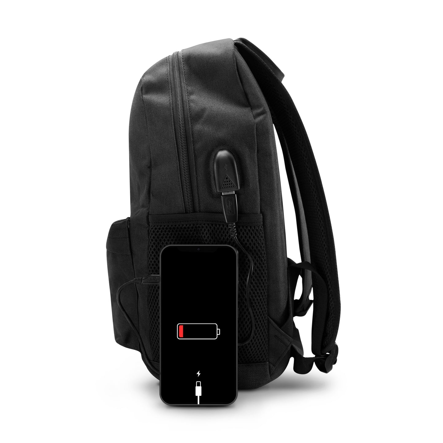 Mochila Escolar Diseño Casual Para Laptop Con Carga Usb color negro