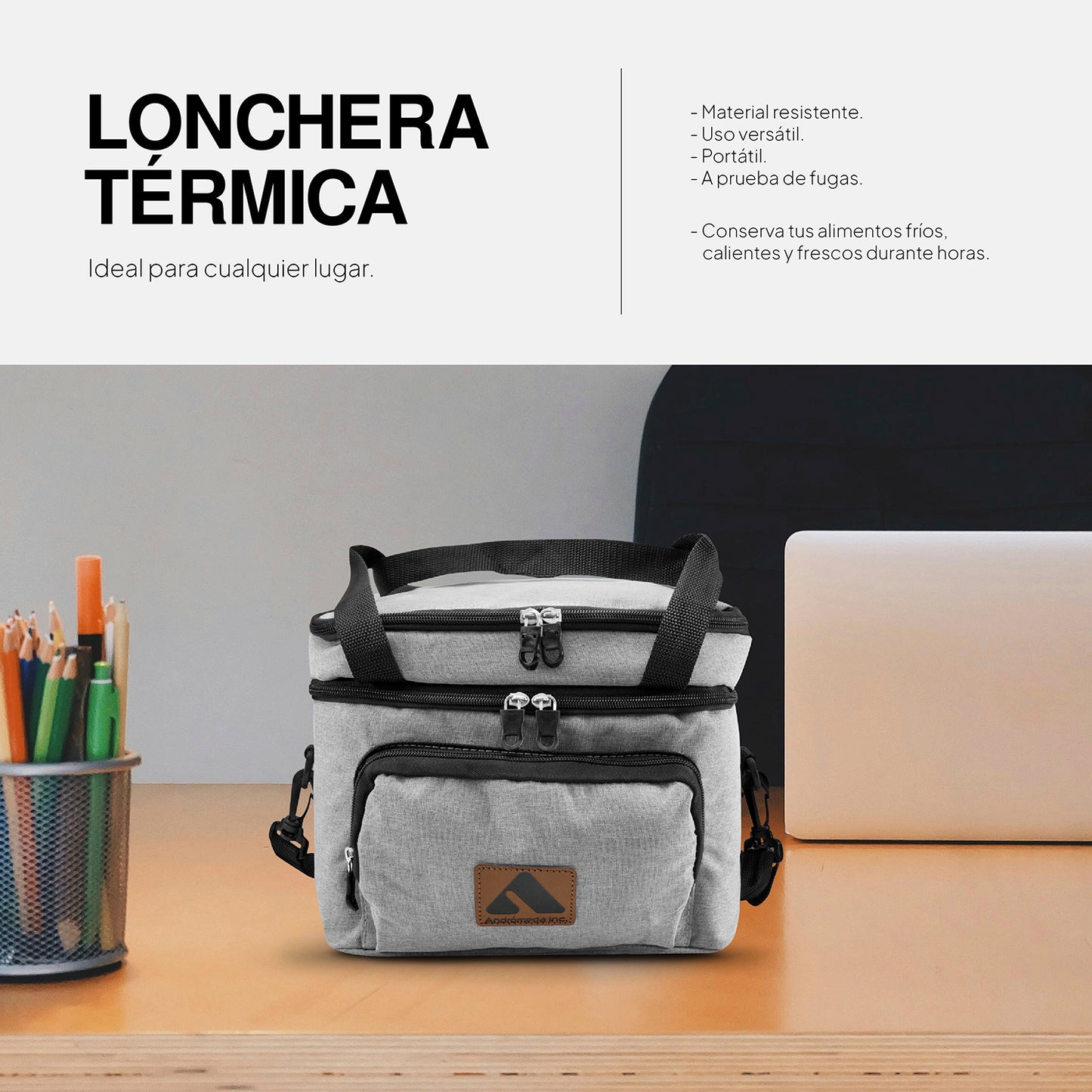 Lonchera térmica casual color gris