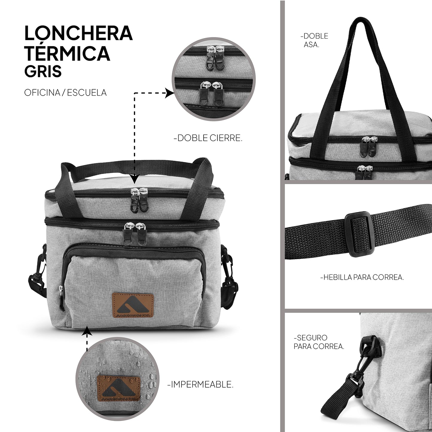 Lonchera térmica casual color gris