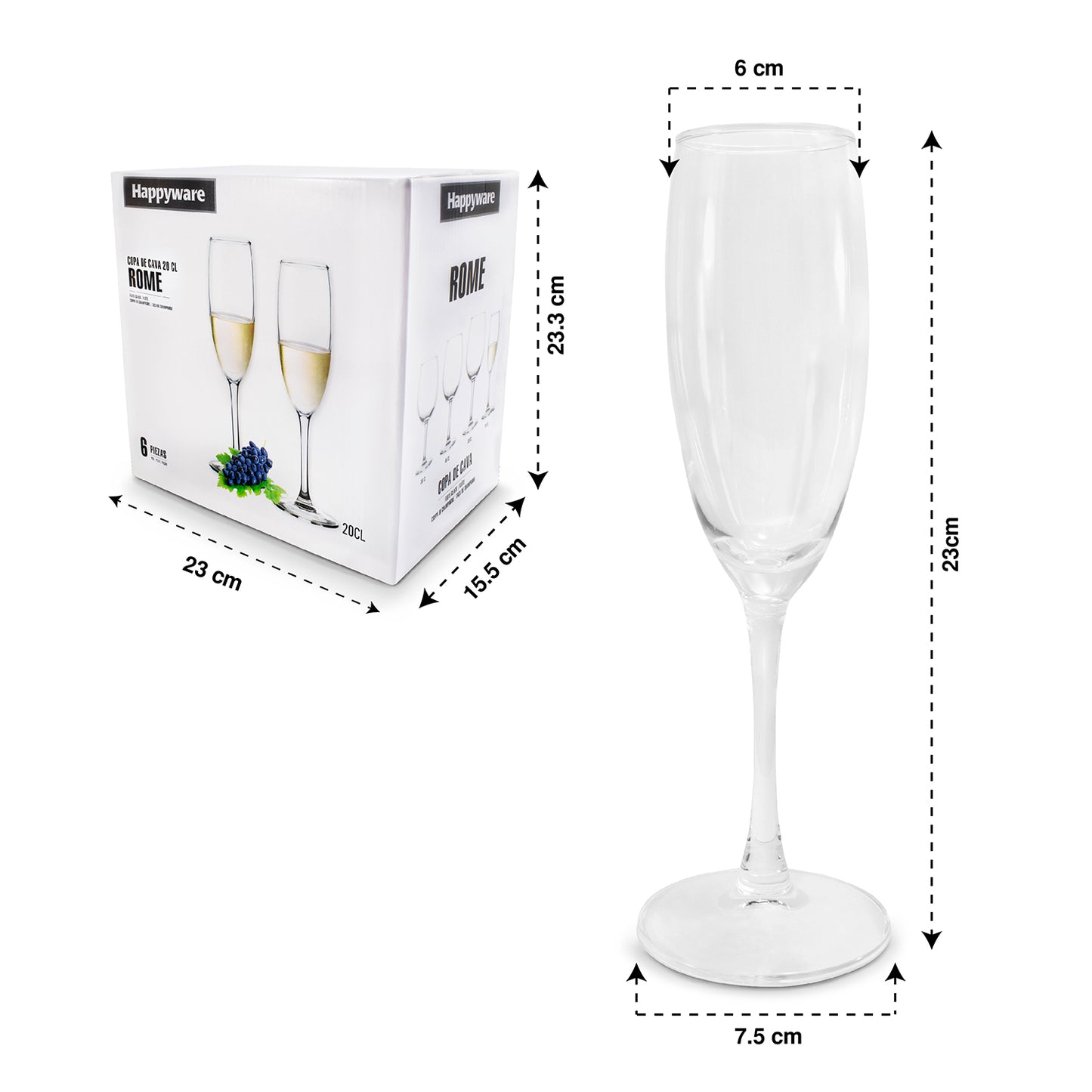 Copas de champagne 200 ml
