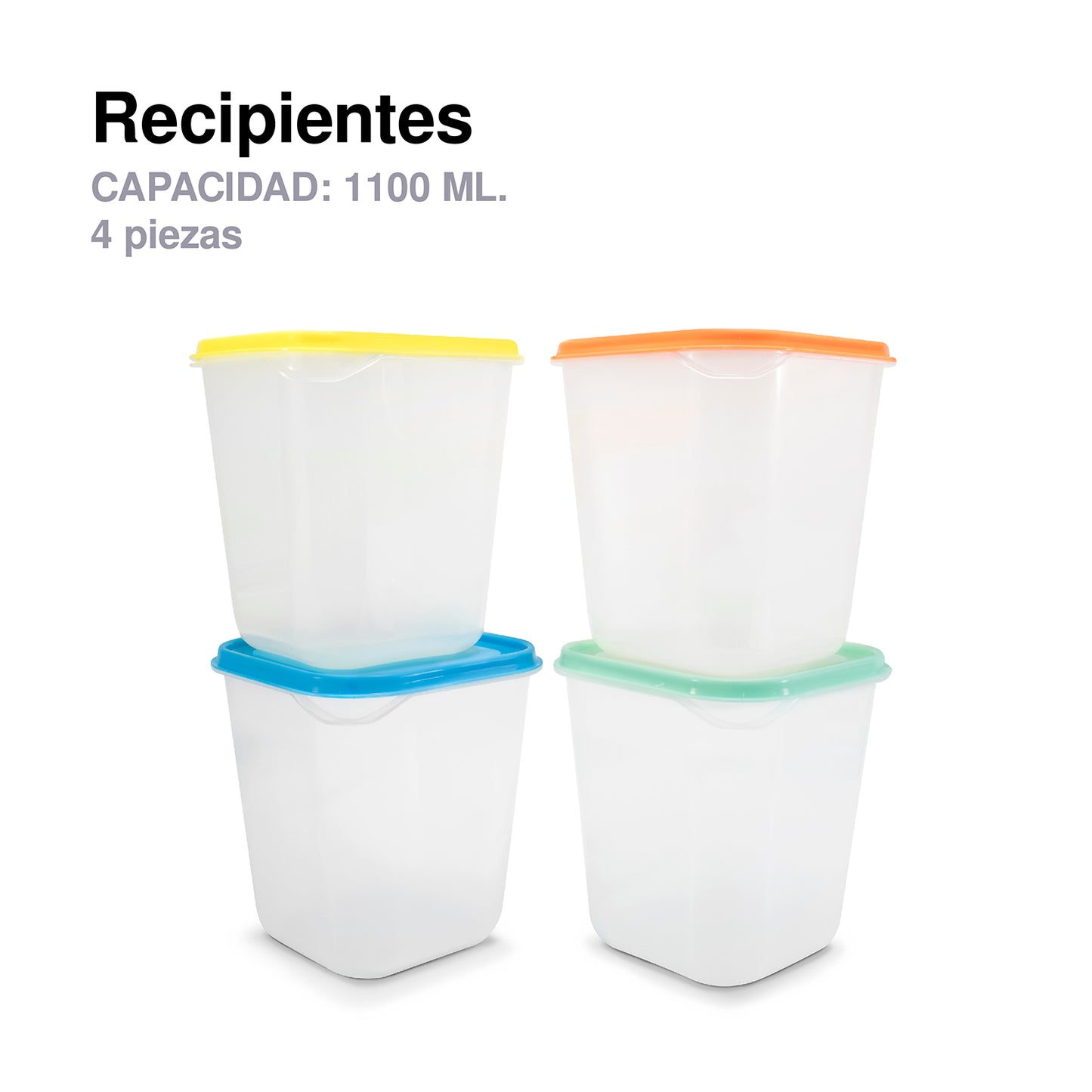Juego de recipientes 4 piezas 1100ml