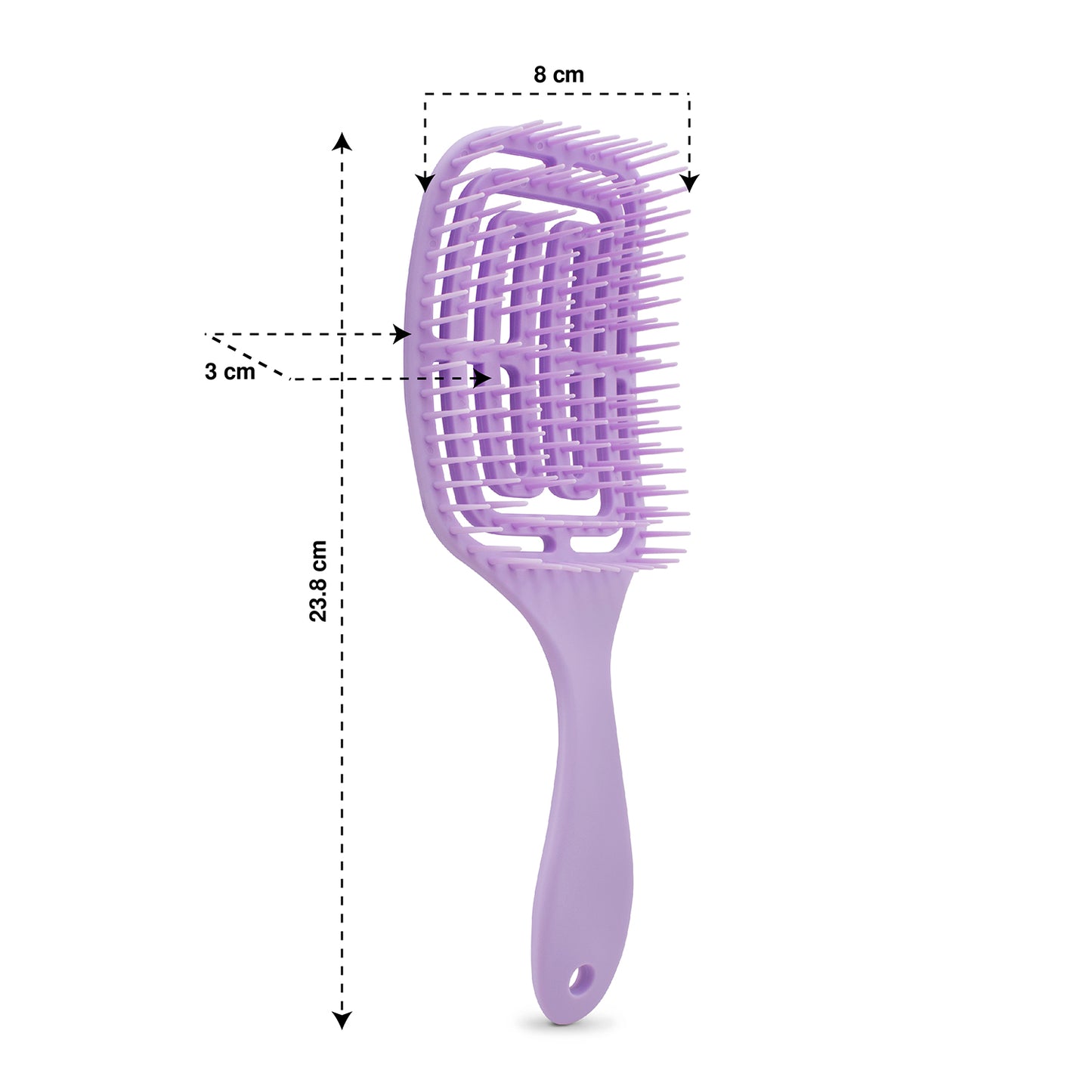 Cepillo para cabello desenredante diseño cuadrado color violeta