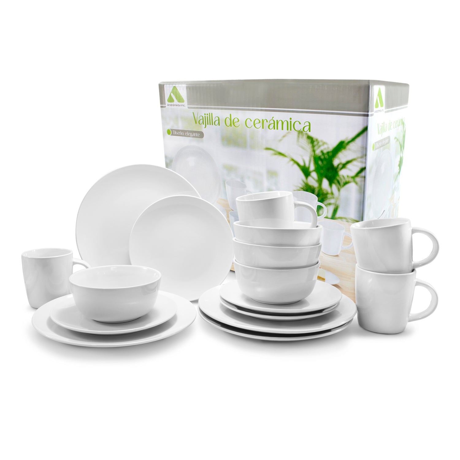 Vajilla de ceramica color blanco – Andromeda Inc