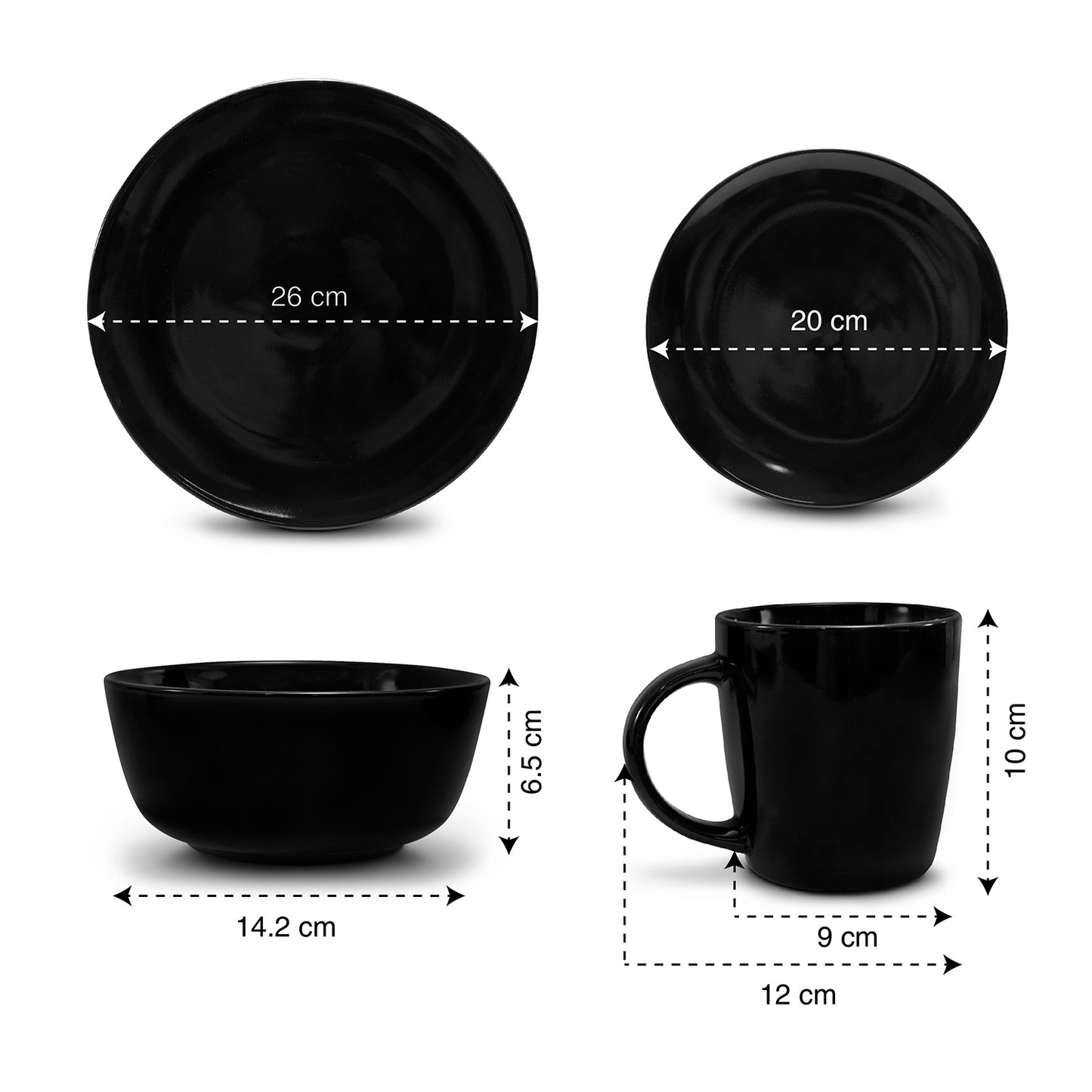 Vajilla de ceramica color NEGRO