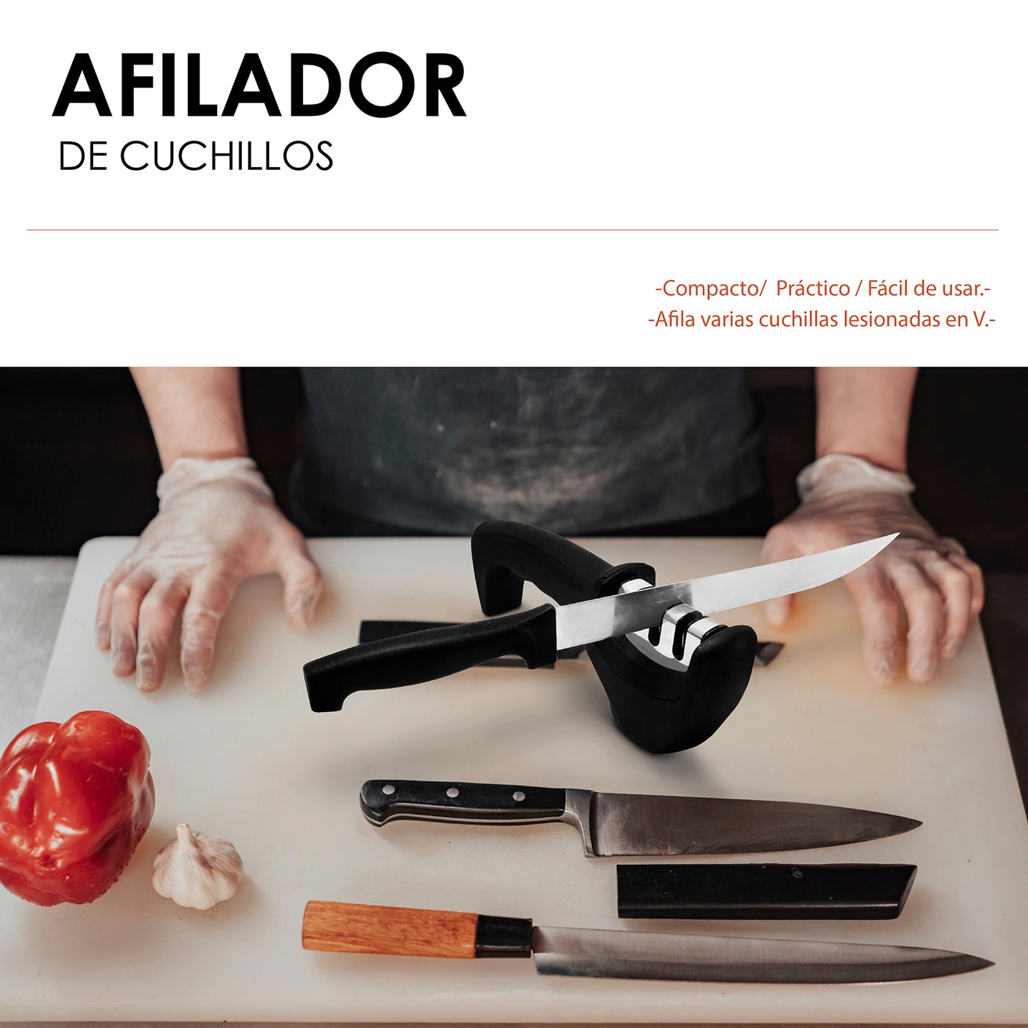 Afilador de cuchillos 3 en 1