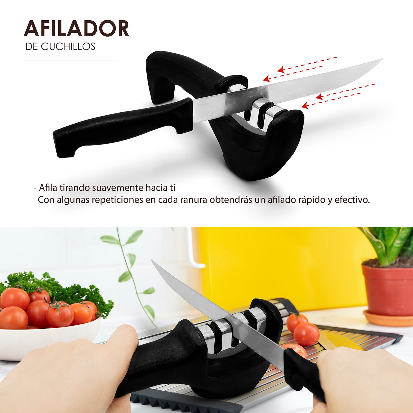 Afilador de cuchillos 3 en 1