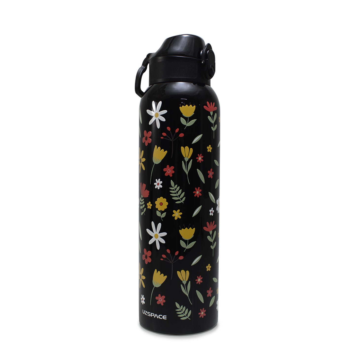 Termo metálico floreado negro 950 ml