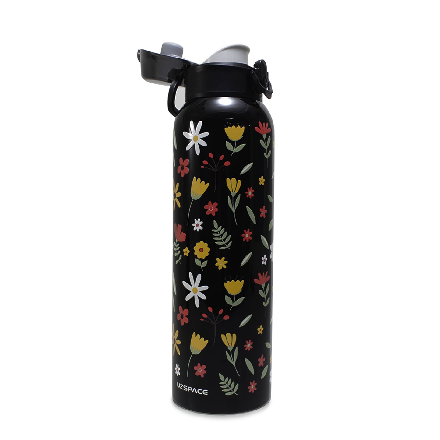 Termo metálico floreado negro 950 ml