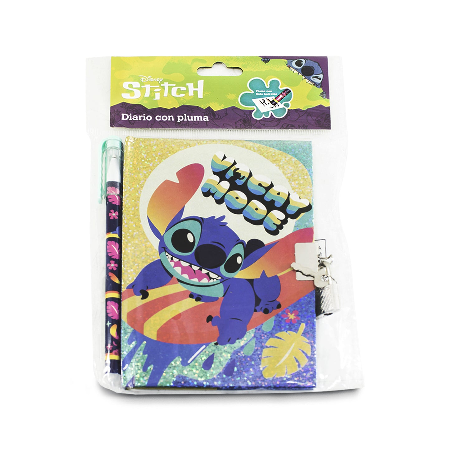 Diario con Pluma de Stitch | Con candado y llave