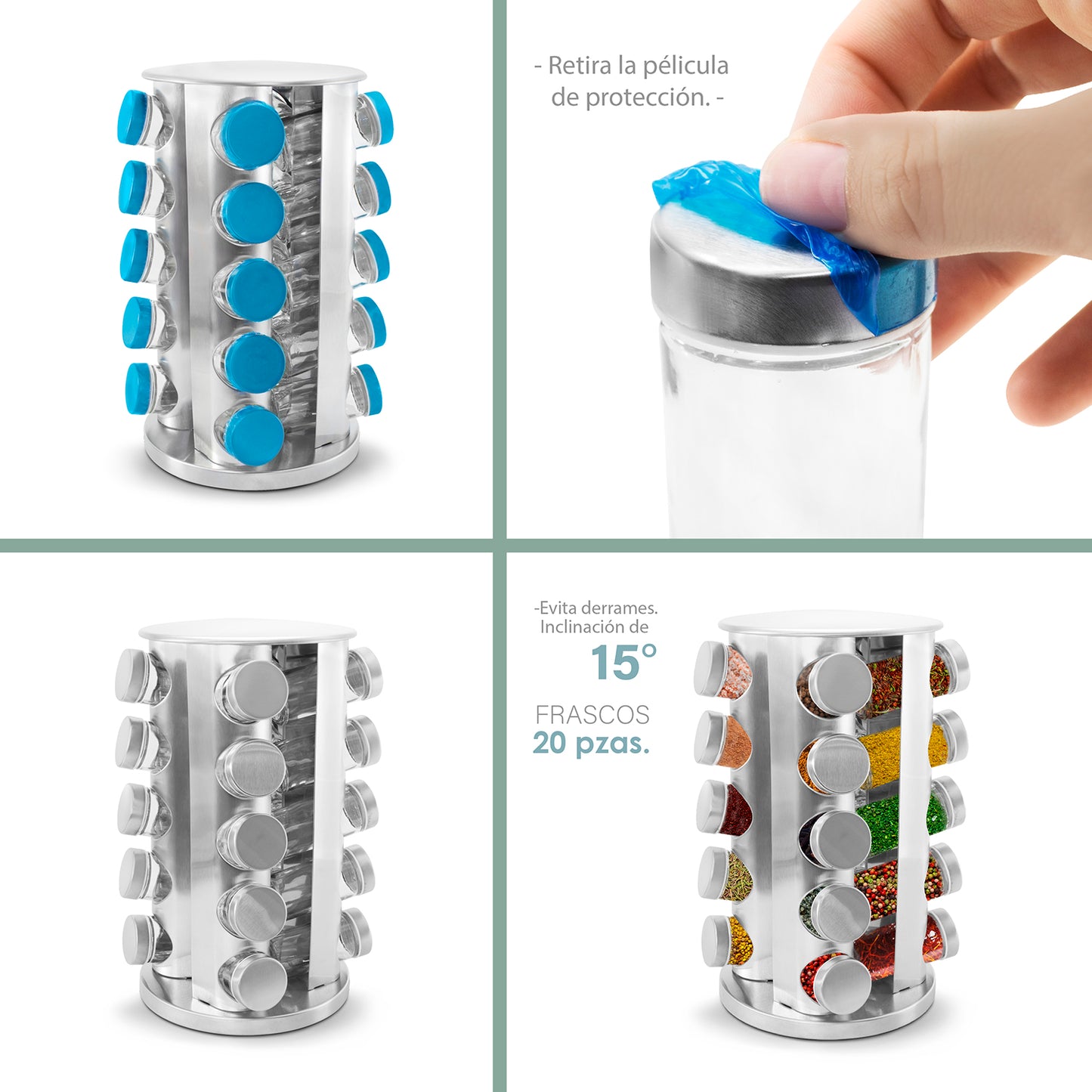 Especiero Giratorio de cocina 20 piezas