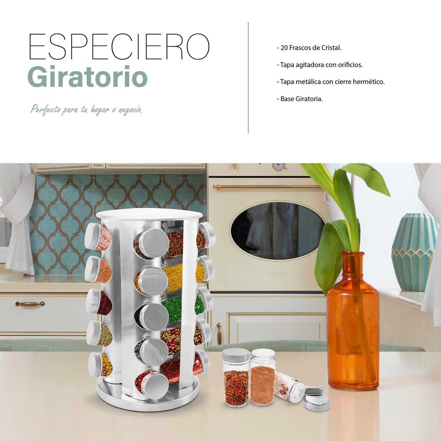 Especiero Giratorio de cocina 20 piezas