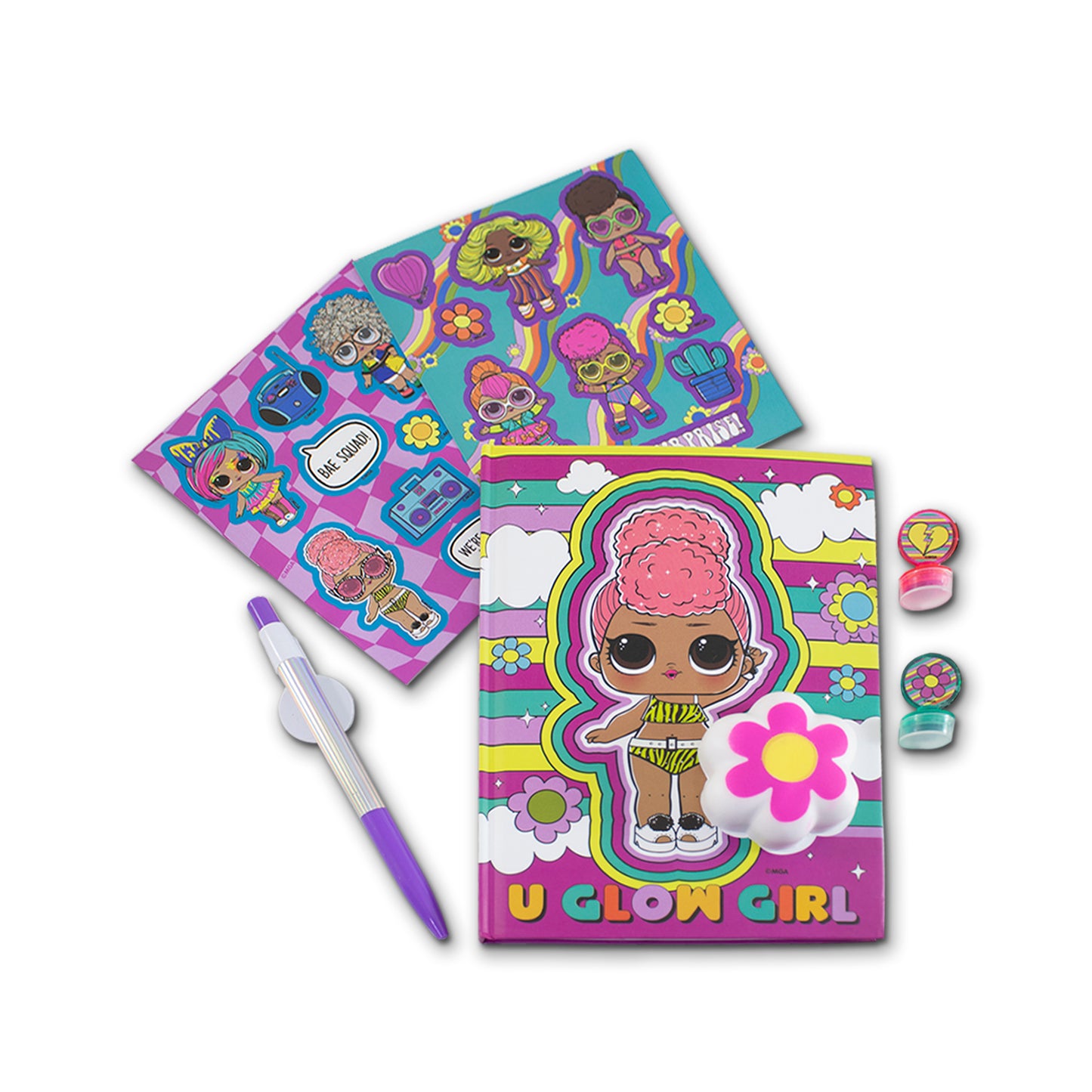 Diario Squishy LOL Surprise con Stickers, Pluma y Sellos