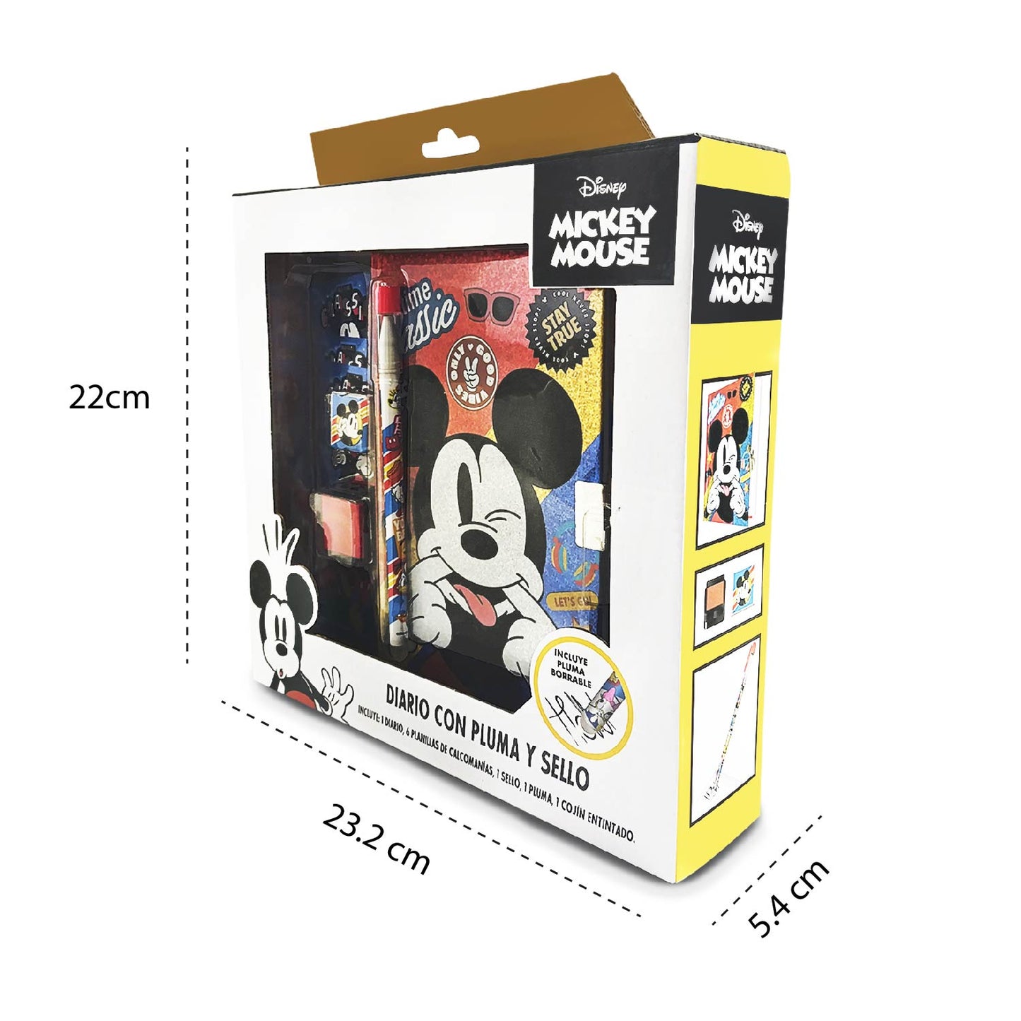 Diario con pluma y sello Mickey Mouse