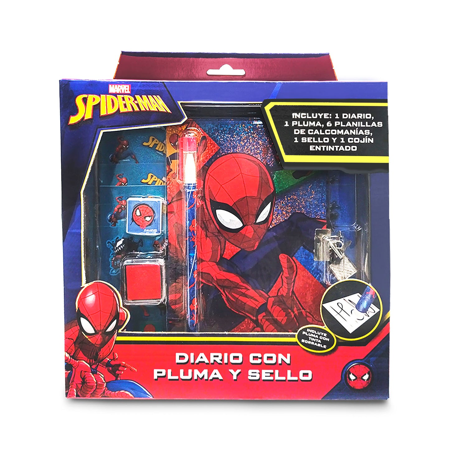 Diario con pluma y sello Spiderman