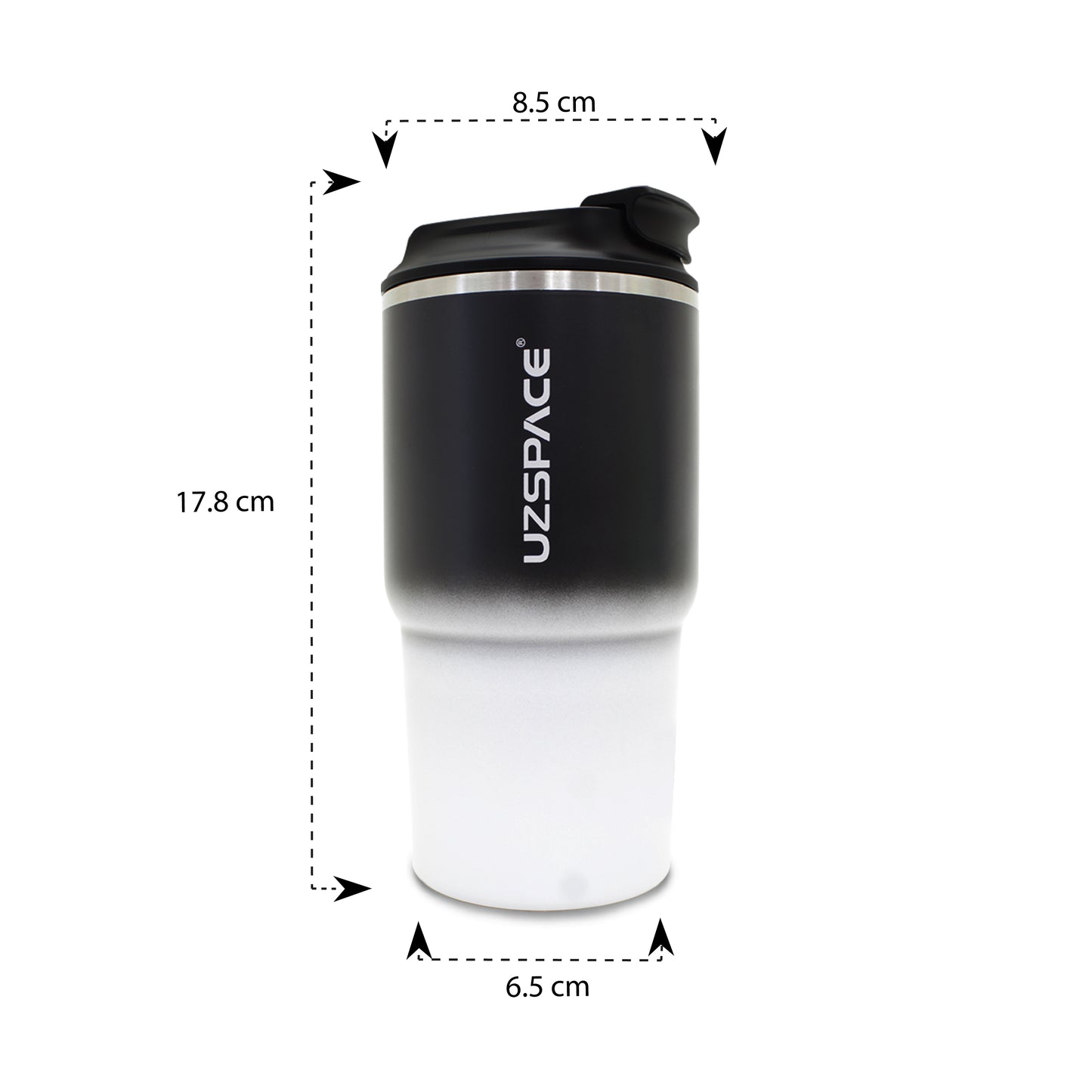 Termo de acero inoxidable bicolor blanco con negro 580 ml
