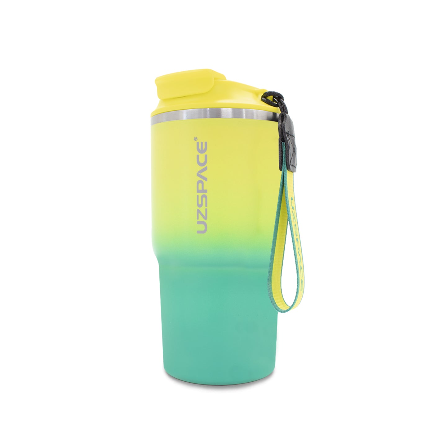 Termo de acero inoxidable bicolor amarillo con verde 580 ml