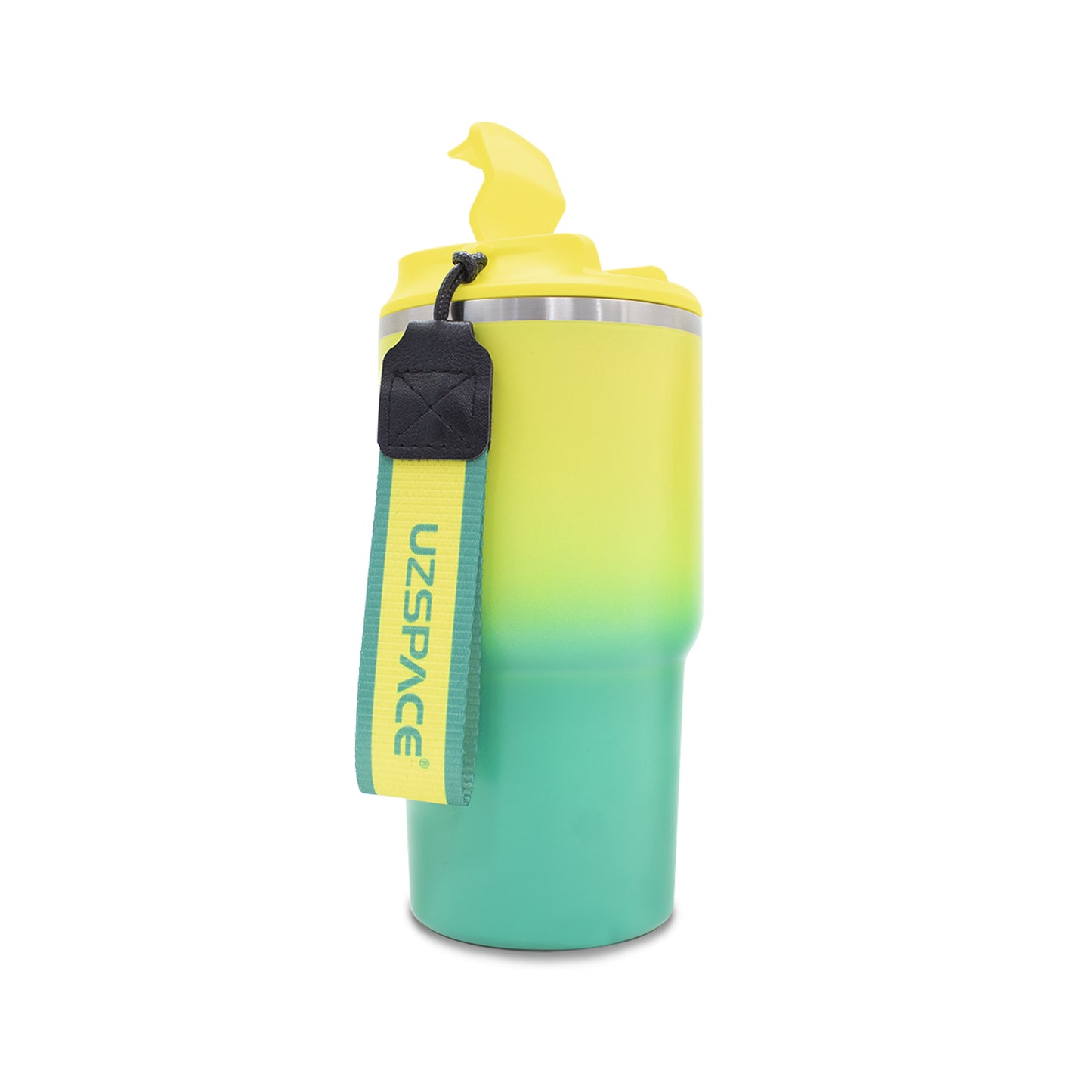 Termo de acero inoxidable bicolor amarillo con verde 580 ml
