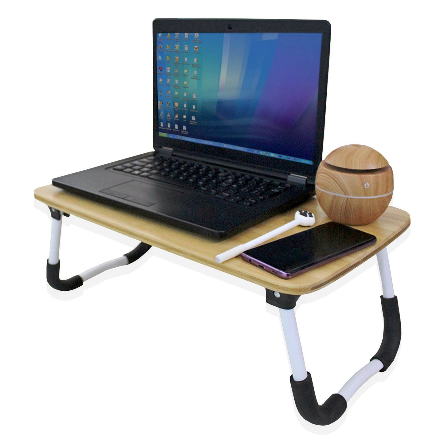 Mesa Soporte Para Laptop De Bambú, Resistente Mesa Cama Mediana